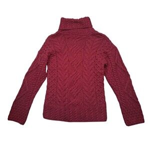 Carriag Don Sweater Red Merino Wool Turtleneck Fisherman Ireland Women's‎ Small